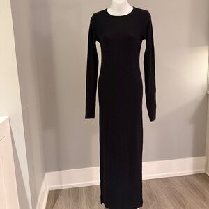 ETERNE Best-Selling Long Ribbed Maxi Dress in Black NEW $265!!